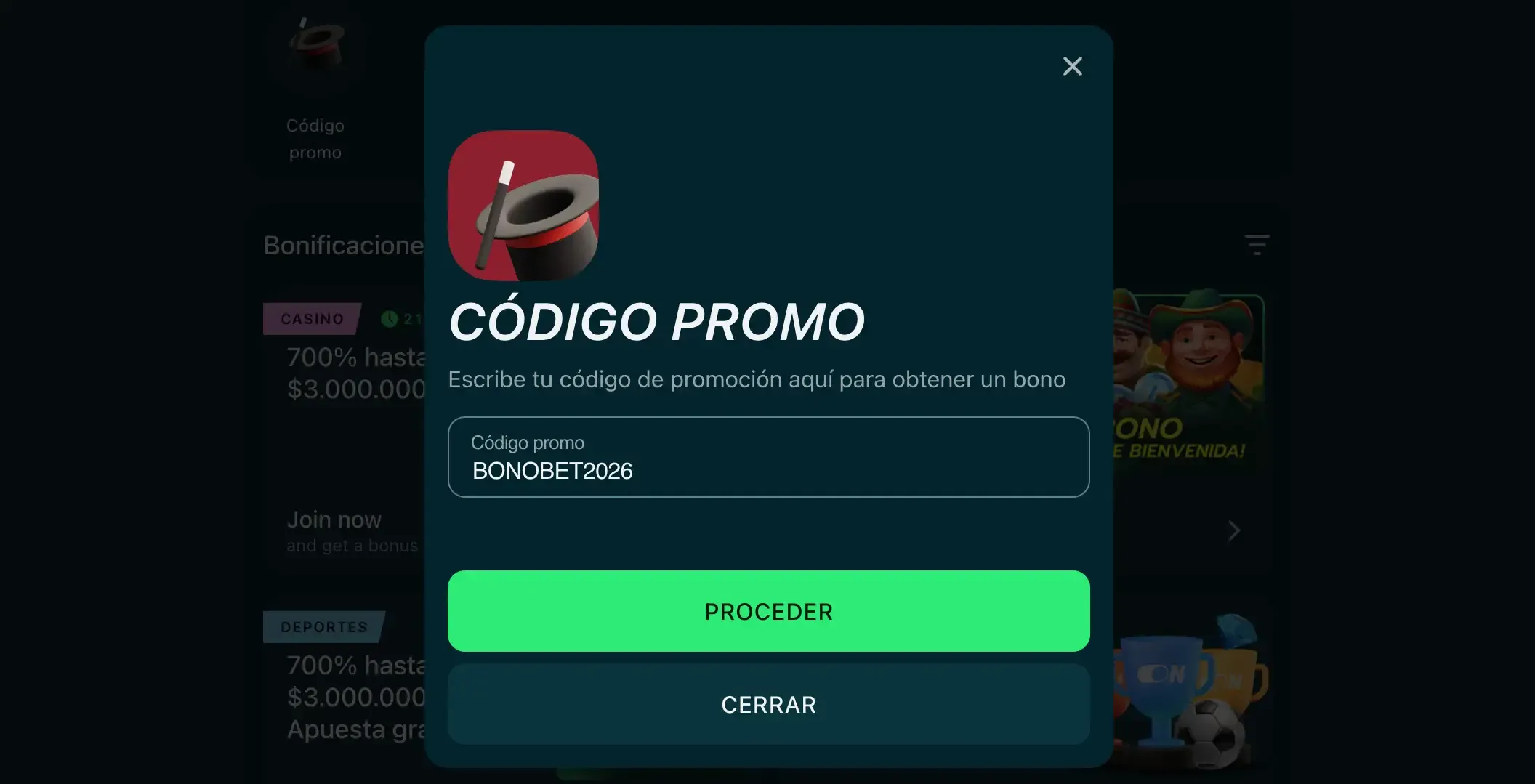 Betonwin código promocional